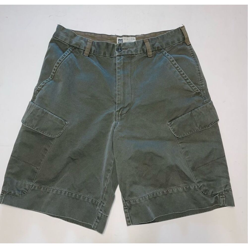 Vintage Gap Shorts Mens Sz 33 Green Slant Pocket Cargo Military‎ Baggy